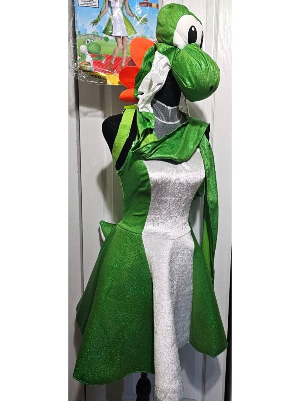 Yoshi Costume Women's Plus Inflatable Shell Dress Headpiece Tail Super Mario